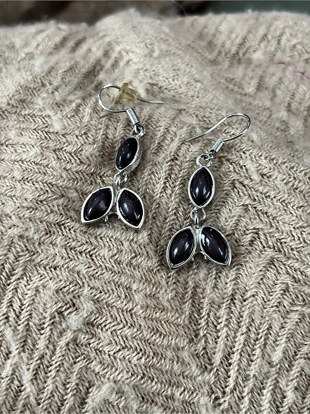 Purple & Silver Drop Earrings Like New